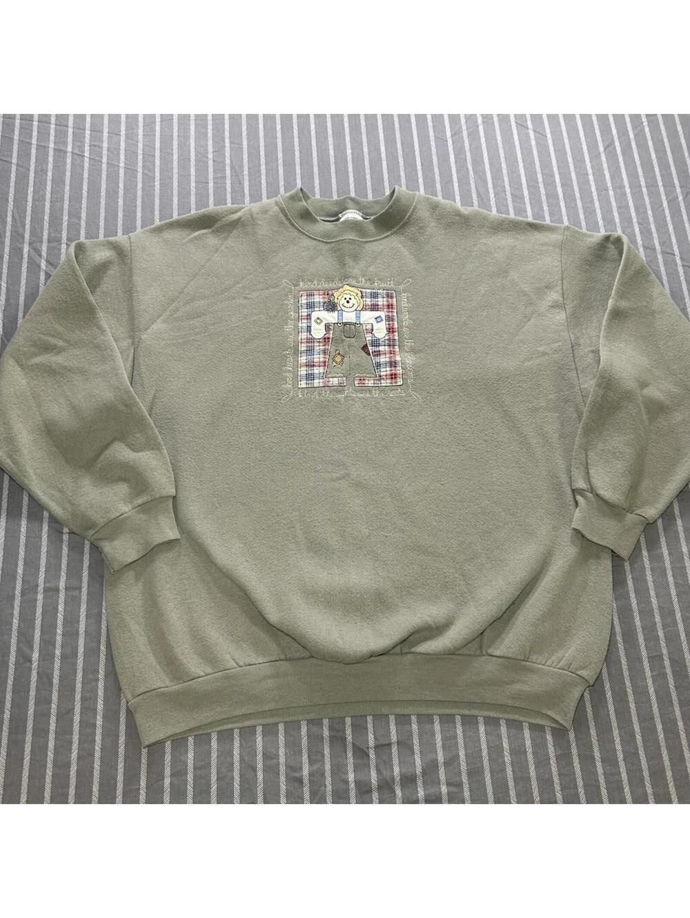Vintage Tultex Sweater With Scarecrow and Embroidery Womens XL